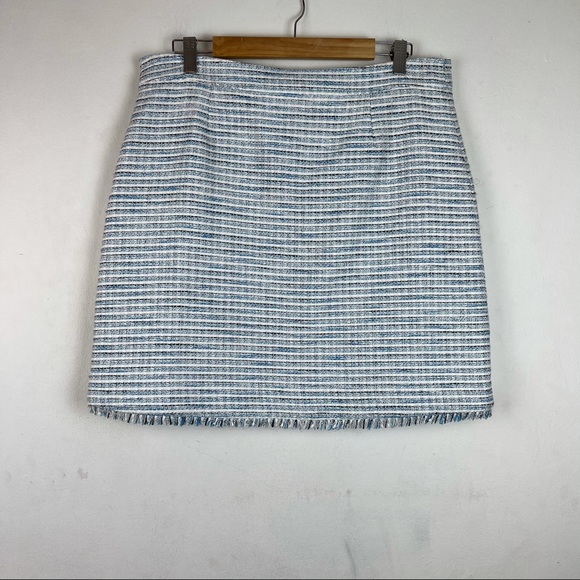 Karl Lagerfeld Blue White Tweed Mini Skirt Size 12 NWT - Picture 2 of 6
